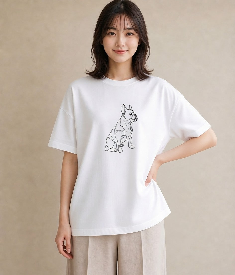 半袖Tシャツ レディース 犬 いぬ わんこ イラスト フェミニン 姉妹 送別ギフト 白T YMAZO