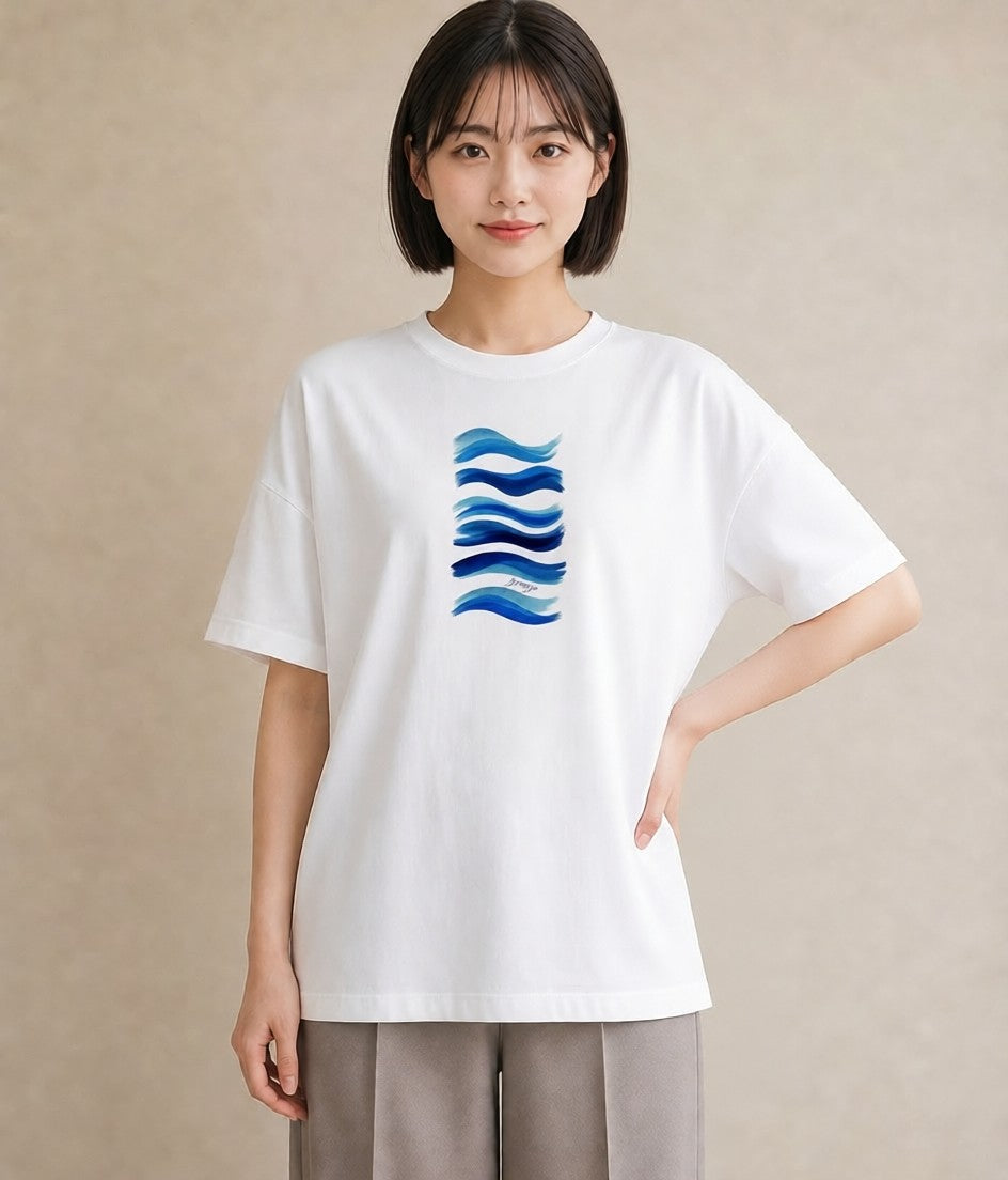 デザインTシャツ レディース 海 星空 宇宙 イラスト 普段使い ホワイトデー 春服 白T YMAZO