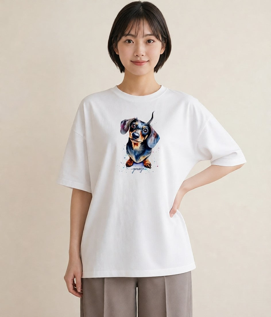 プリントTシャツ レディース 犬好き 犬 いぬ イラスト ラフ 送別ギフト 通勤 白T YMAZO