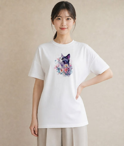 グラフィックTシャツ レディース シャム 猫 ねこ イラスト 休日コーデ 散歩 お出かけ 白T YMAZO