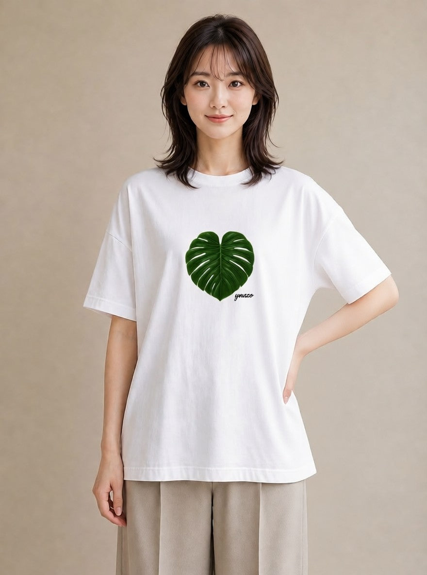 グラフィックTシャツ レディース モンステラ 植物 ボタニカル イラスト お洒落 お揃い 親子 白T YMAZO
