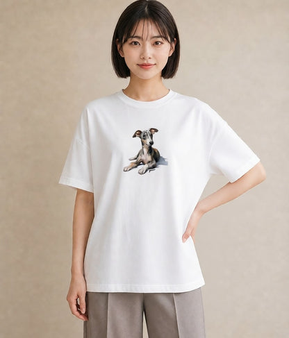 プリントTシャツ レディース イタリアングレーハウンド 犬 いぬ イラスト ユニーク ペアコーデ 秋コーデ 白T YMAZO