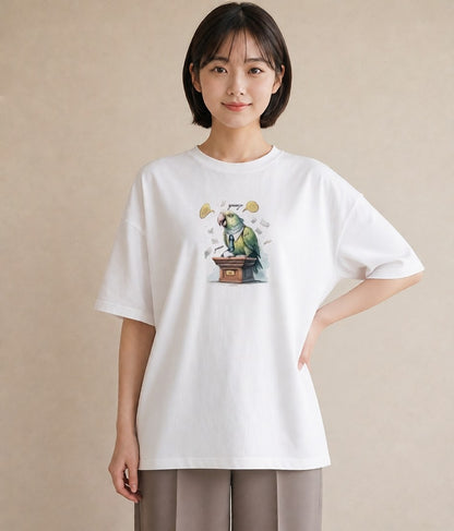 プリントTシャツ レディース インコ ペット 動物 イラスト ビーチ デイリーウェア 白T YMAZO