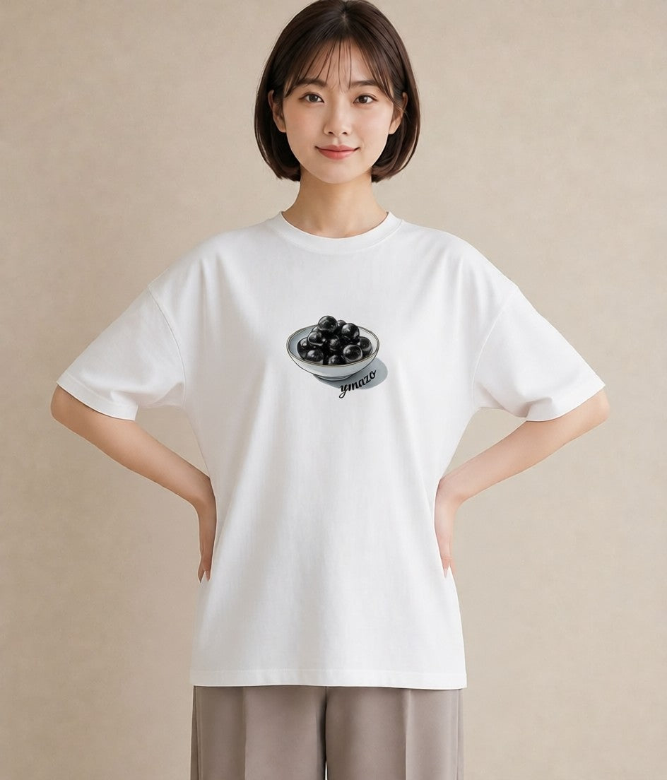 Tシャツ レディース ブルーベリー 食べ物 フード イラスト 淡色 女性向けギフト 散歩 白T YMAZO