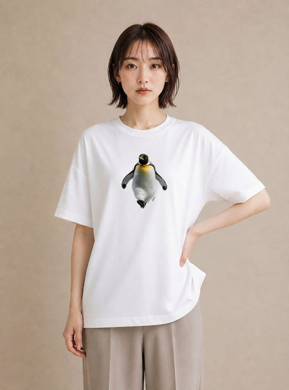 半袖Tシャツ レディース コウテイペンギン 動物 アニマル イラスト こなれ感 旅行 母娘コーデ 白T YMAZO