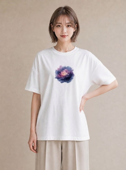 半袖Tシャツ レディース 双子座 星空 宇宙 イラスト 水彩風 カフェ服 クリスマス 白T YMAZO