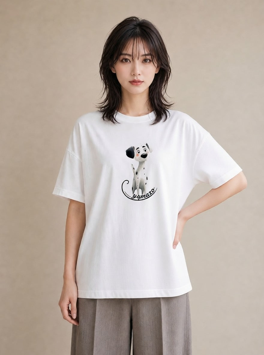 グラフィックTシャツ レディース 犬好き 犬 いぬ イラスト 北欧風 誕生日プレゼント 綿100 白T YMAZO