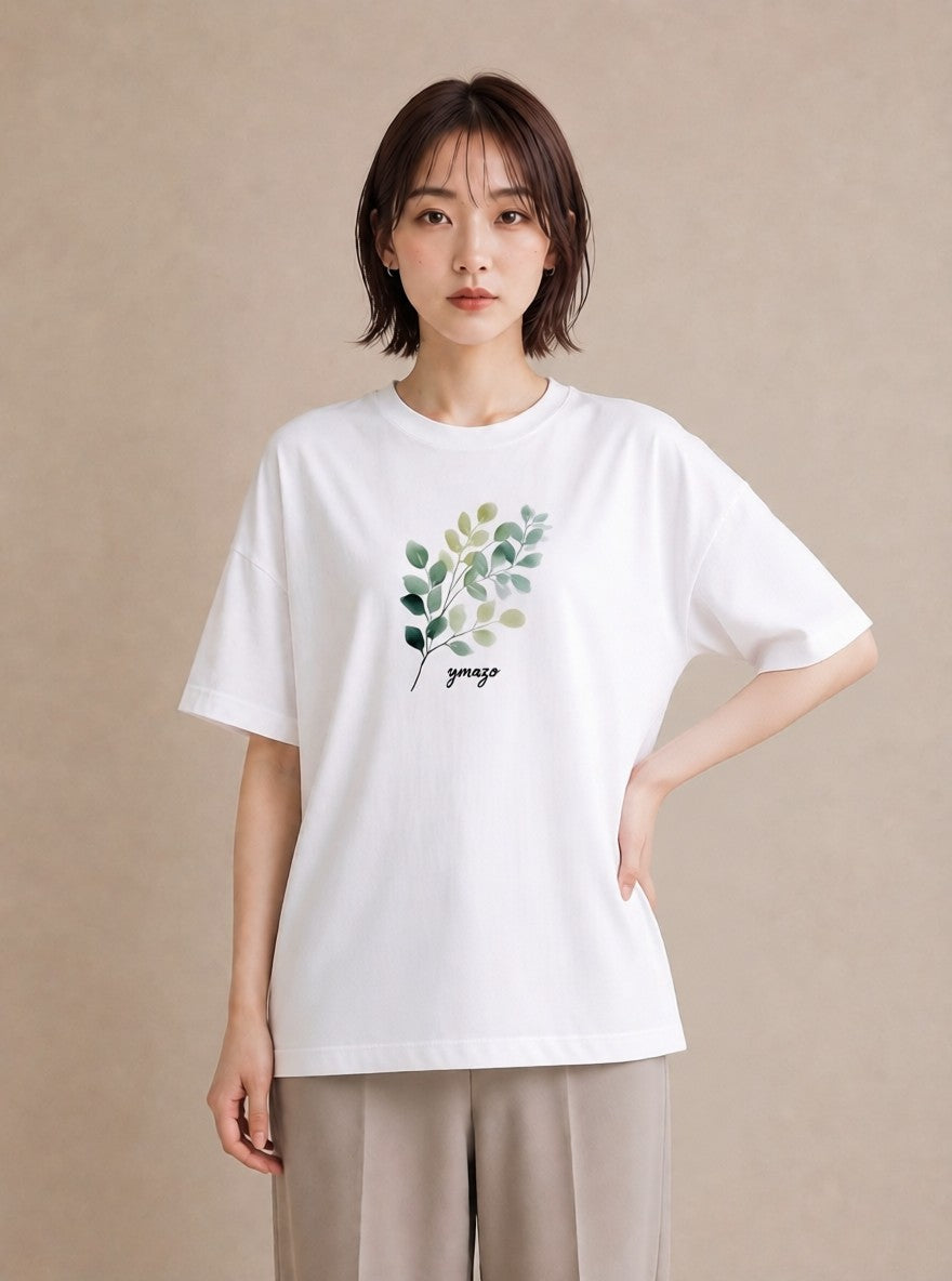 プリントTシャツ レディース つる 植物 ボタニカル イラスト 敬老の日 ホワイトデー 白T YMAZO