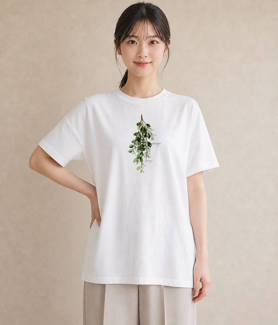 プリントTシャツ レディース すずらん 花 花柄 イラスト 可愛い ルームウェア ギフト 白T YMAZO