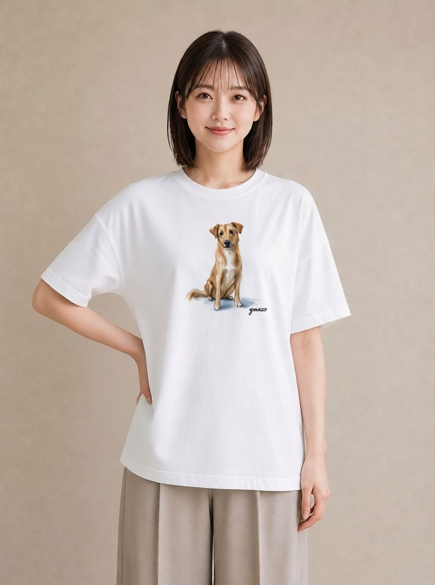 Tシャツ レディース 愛犬 犬 いぬ イラスト レトロ 女性 旅行用 白T YMAZO