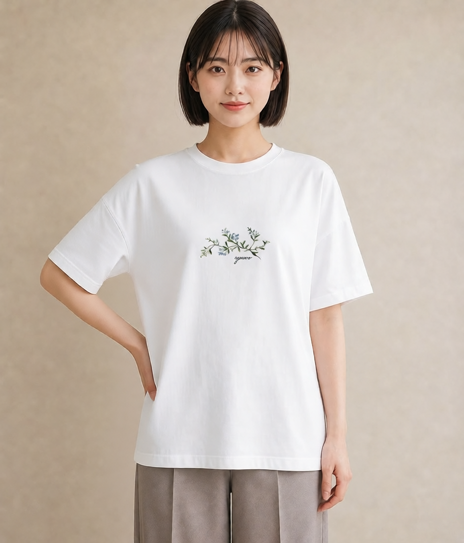 プリントTシャツ レディース 金木犀 花 花柄 イラスト 綿100 デート 白T