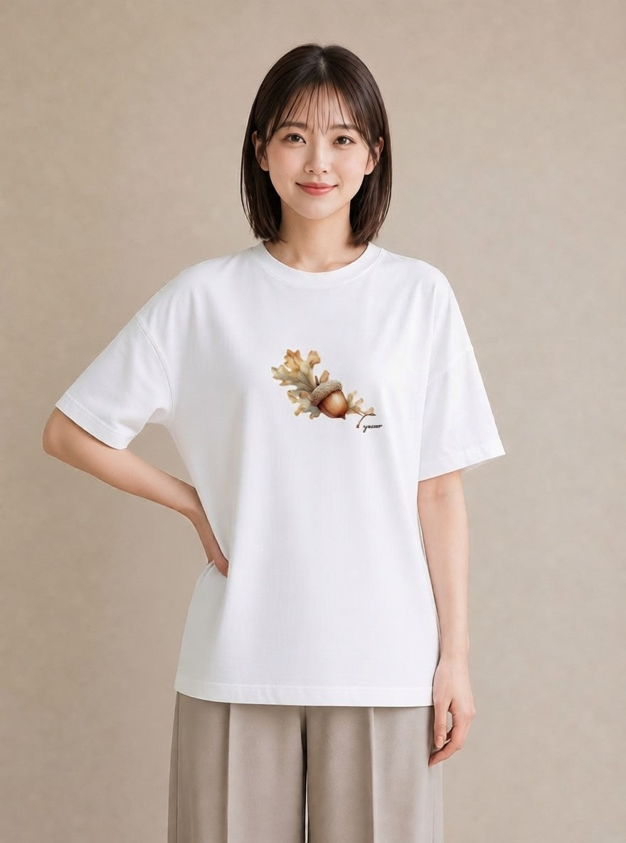 デザインTシャツ レディース 実り 植物 ボタニカル イラスト ラフ 綿100 デート 白T YMAZO