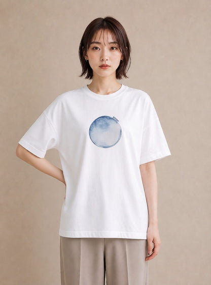 プリントTシャツ レディース 三日月 星空 宇宙 イラスト きれいめカジュアル カジュアルコーデ 買い物 白T YMAZO