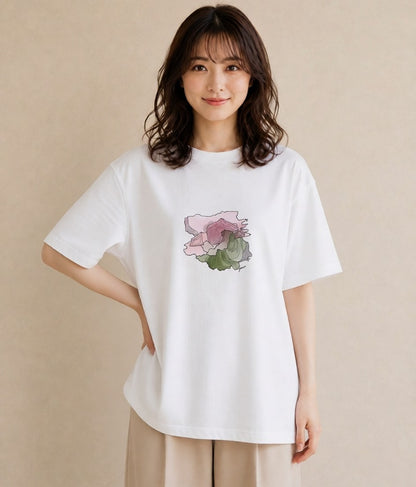 プリントTシャツ レディース わたあめ 食べ物 フード イラスト シンプル ミセス 春コーデ 白T YMAZO