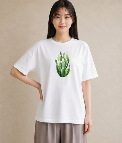 デザインTシャツ レディース 芝生 植物 ボタニカル イラスト ニュアンス 散歩 お出かけ 白T YMAZO
