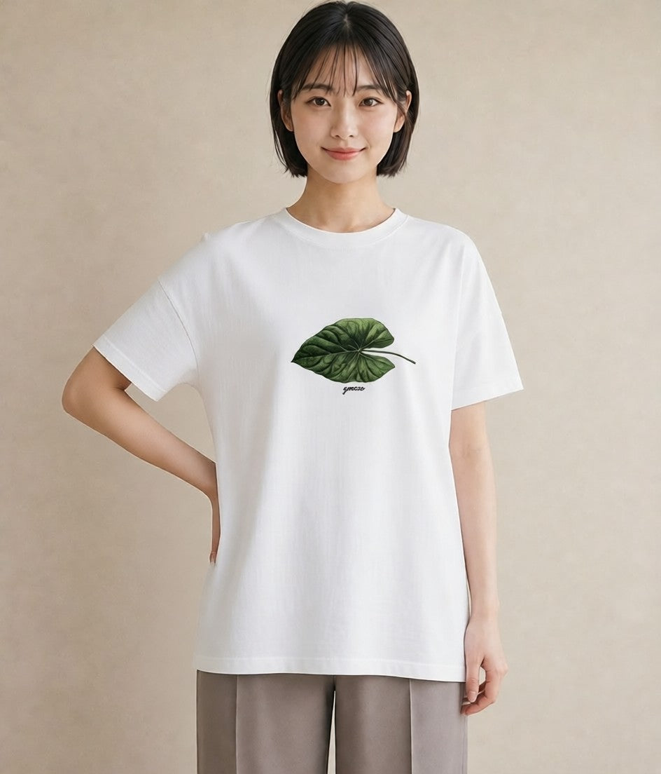 グラフィックTシャツ レディース 葉っぱ 植物 ボタニカル イラスト 個性的 おしゃれギフト 社会人 白T YMAZO