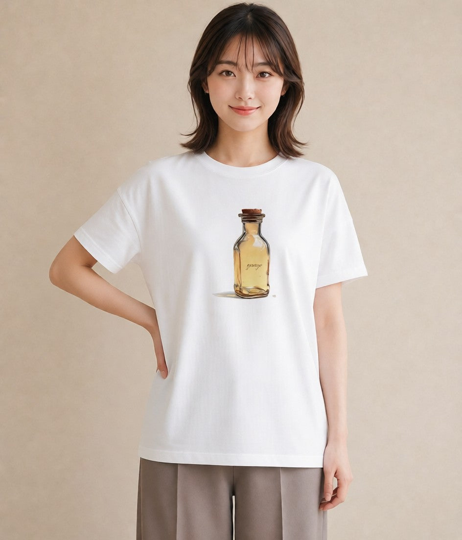 デザインTシャツ レディース ミルク 食べ物 フード イラスト 手描き風 休日 ペアコーデ 白T YMAZO