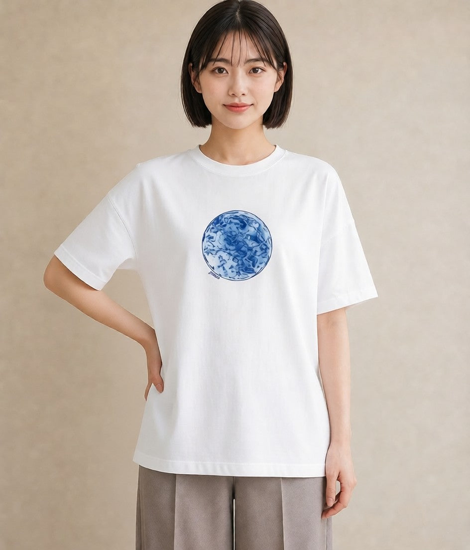 半袖Tシャツ レディース 双子座 星空 宇宙 イラスト 水彩風 ラフ レイヤード 白T YMAZO