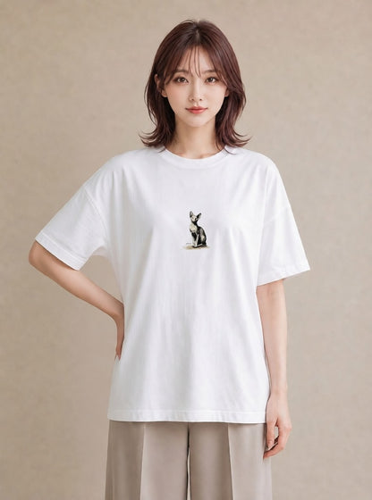 Tシャツ レディース スフィンクス 猫 ねこ イラスト お洒落 女性向けギフト 散歩 白T YMAZO