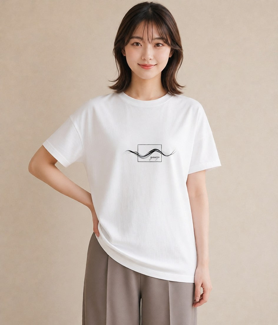 プリントTシャツ レディース 紙の船 水辺 ナチュラル アンティーク イラスト 線画 散歩 お出かけ 白T YMAZO
