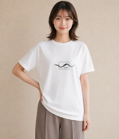プリントTシャツ レディース 紙の船 水辺 ナチュラル アンティーク イラスト 線画 散歩 お出かけ 白T YMAZO