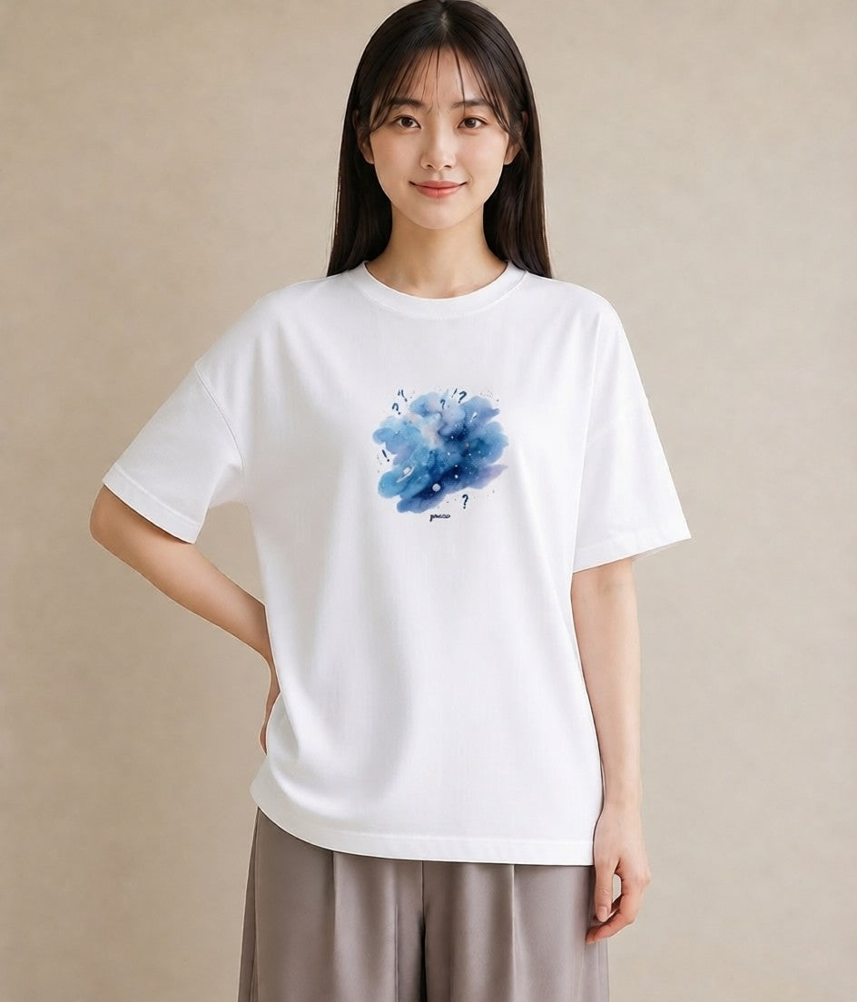 Tシャツ レディース 魚座 星空 宇宙 イラスト 抜け感 社会人 女性 白T YMAZO