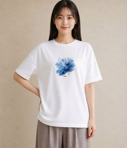 Tシャツ レディース 魚座 星空 宇宙 イラスト 抜け感 社会人 女性 白T YMAZO