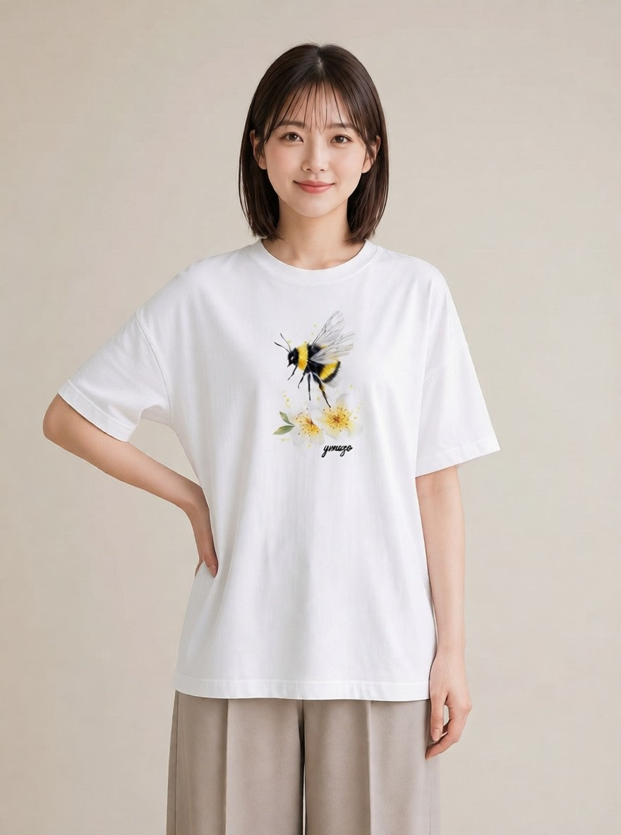 グラフィックTシャツ レディース ハニー 食べ物 フード イラスト 水彩風 女性 旅行用 白T YMAZO