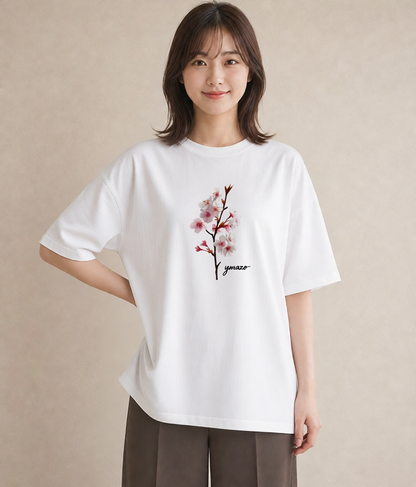 プリントTシャツ レディース さくら 桜 サクラ 花 花柄 イラスト 春服 ミセス 白T