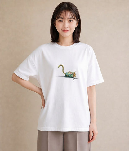グラフィックTシャツ レディース マンチカン 猫 ねこ イラスト カフェ巡り 女子会 白T YMAZO