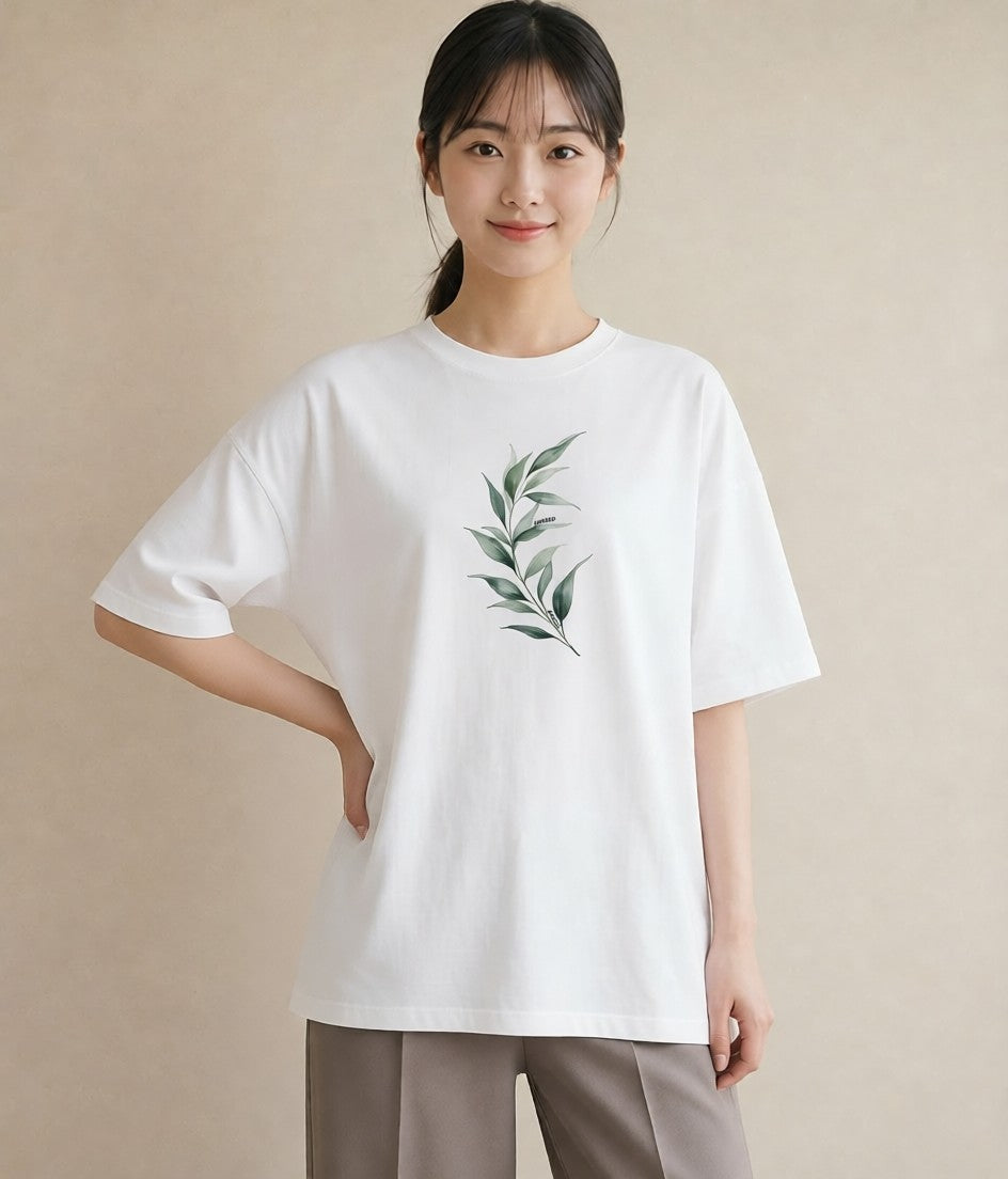 グラフィックTシャツ レディース ガラス瓶 小枝 ボタニカル ナチュラル アンティーク イラスト 自分用 ルームウェア 白T YMAZO