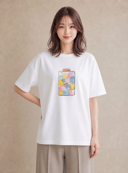 デザインTシャツ レディース クリームソーダ 食べ物 フード イラスト ボタニカル 普段着 週末コーデ 白T YMAZO