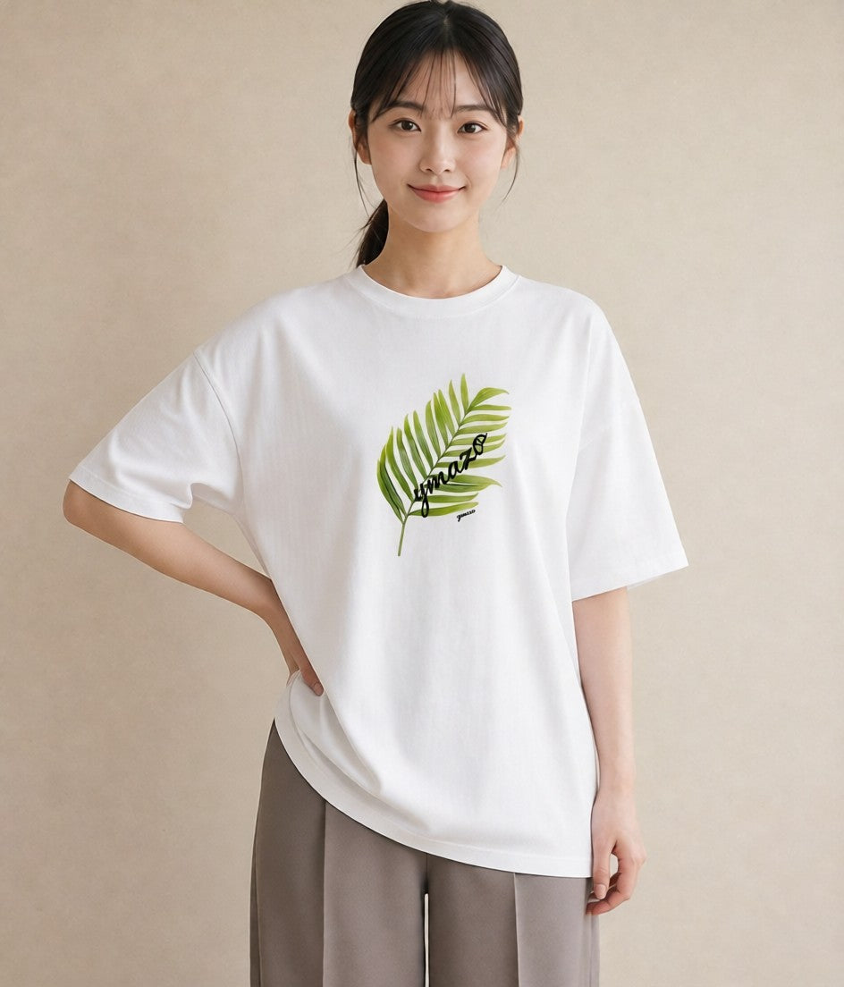 Tシャツ レディース モンステラ 植物 ボタニカル イラスト 旅行コーデ 買い物 夏コーデ 白T YMAZO