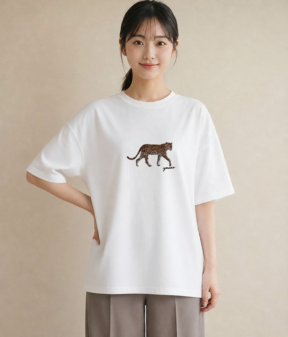 Tシャツ レディース ベンガル 猫 ねこ イラスト フェミニン 公園 ママ 白T YMAZO