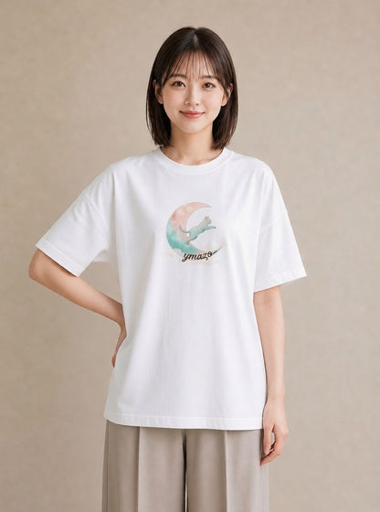 グラフィックTシャツ レディース しっぽ 猫 ねこ イラスト ヴィンテージ風 ギフト 母の日 白T YMAZO