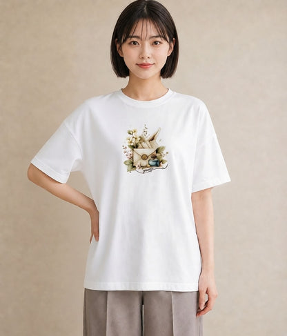 デザインTシャツ レディース 封蝋 手紙 アンティーク ナチュラル イラスト ゆるコーデ 親子 20代 白T YMAZO