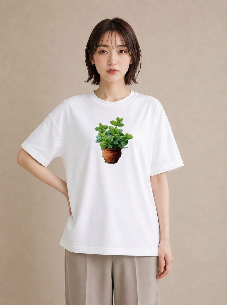デザインTシャツ レディース 観葉植物 植物 ボタニカル イラスト 普段使い 綿100 デート 白T YMAZO