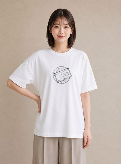 プリントTシャツ レディース 旅 トラベル スタンプ イラスト 北欧風 母娘コーデ 自分用 白T YMAZO