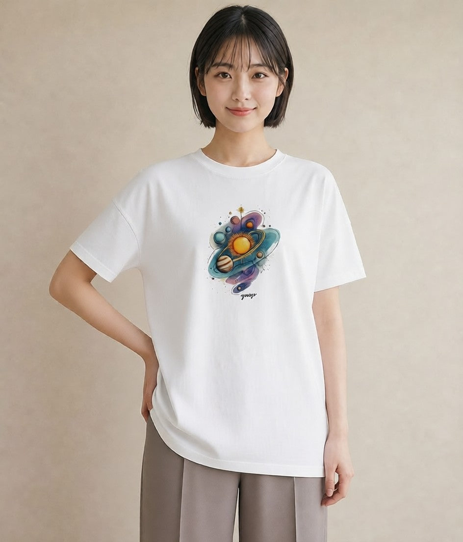 グラフィックTシャツ レディース 双子座 星空 宇宙 イラスト ゆるコーデ 部屋着 女性向けギフト 白T YMAZO