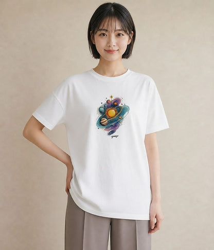 グラフィックTシャツ レディース 双子座 星空 宇宙 イラスト ゆるコーデ 部屋着 女性向けギフト 白T YMAZO