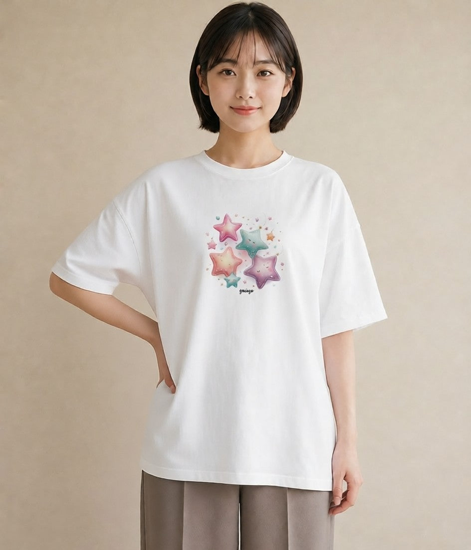 半袖Tシャツ レディース 乙女座 星空 宇宙 イラスト 手描き風 お出かけ 普段着 白T YMAZO