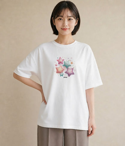 半袖Tシャツ レディース 乙女座 星空 宇宙 イラスト 手描き風 お出かけ 普段着 白T YMAZO