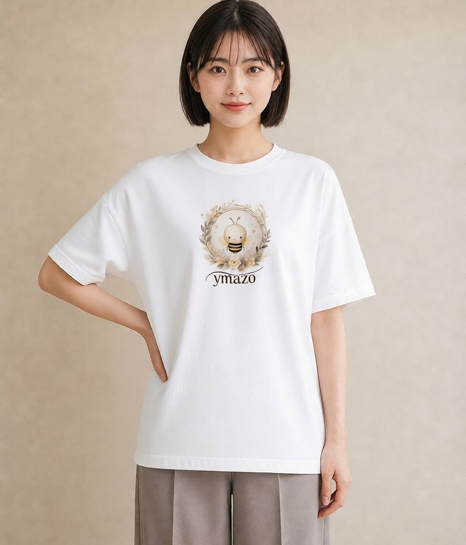デザインTシャツ レディース みつばち 昆虫 虫 イラスト 上品 女子会 お揃い 白T YMAZO