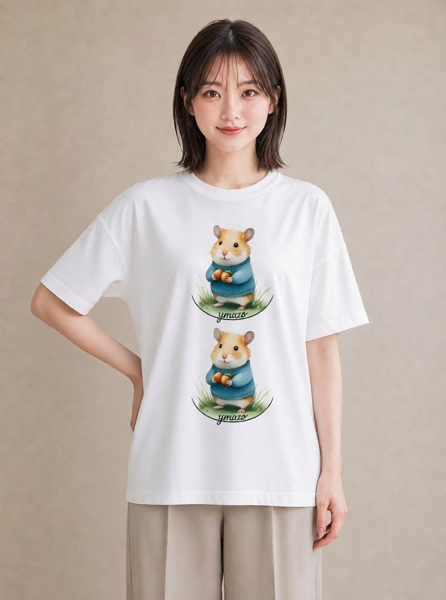 グラフィックTシャツ レディース モルモット ペット 動物 イラスト フェミニン 女子会 お揃い 白T YMAZO