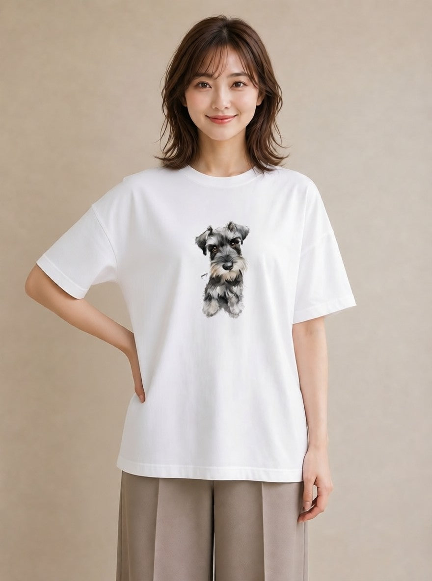 デザインTシャツ レディース いぬ 犬 ワンコ イラスト 線画 デート 帰省 白T YMAZO