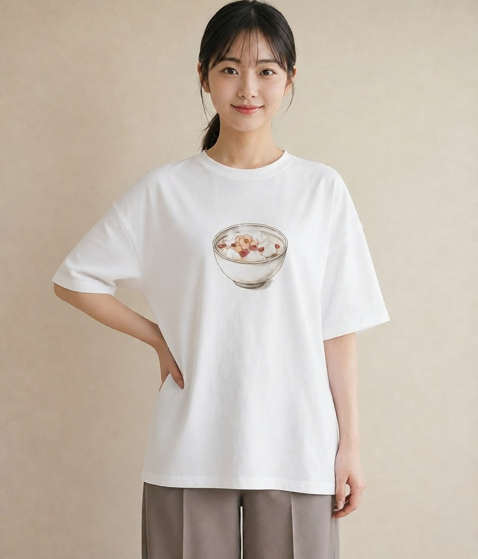 Tシャツ レディース プリン 食べ物 フード イラスト モード 通学 誕生日プレゼント 白T YMAZO