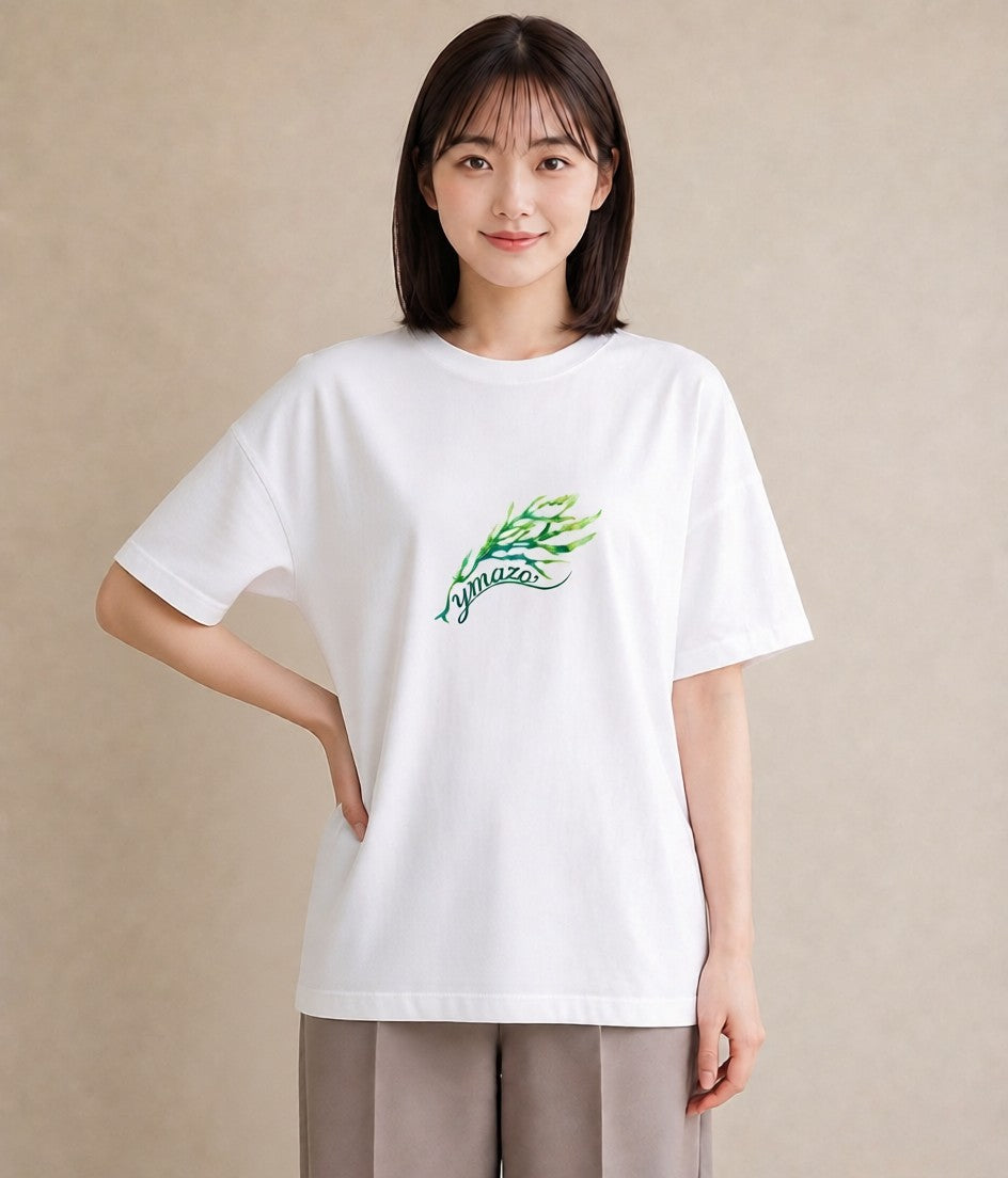デザインTシャツ レディース 芝生 植物 ボタニカル イラスト 線画 敬老の日 ホワイトデー 白T YMAZO