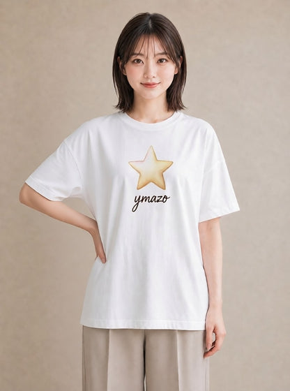 Tシャツ レディース スター 星空 宇宙 イラスト ゆるコーデ 母の日 ビーチ 白T YMAZO