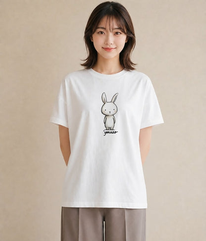 グラフィックTシャツ レディース うさちゃん ペット 動物 イラスト ユニーク 母娘コーデ 自分用 白T YMAZO