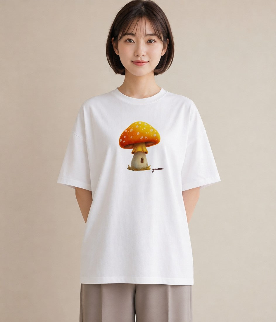 プリントTシャツ レディース きのこ 植物 ボタニカル イラスト クリスマス 旅行 白T YMAZO
